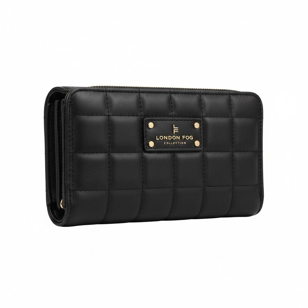 London Fog Black Quilted Wristlet Wallet - Picture 2 of 4